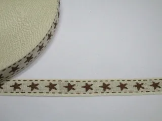 Stuha béžová "hnedé hviezdičky"
