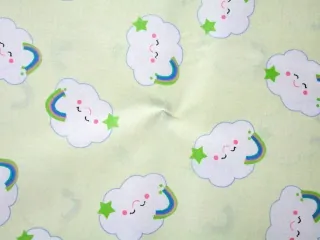 Bavlna svetložltá "obláčik, dúha, hviezdička"