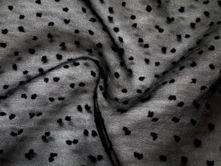 Organza čierna "čierne nopky"