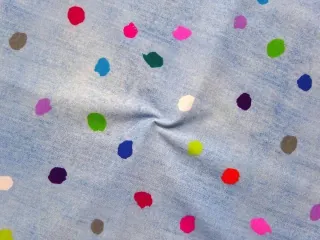 Úplet denim modrý "farebné bodky"