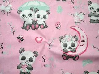 Bavlna ružová "sweet pandas"