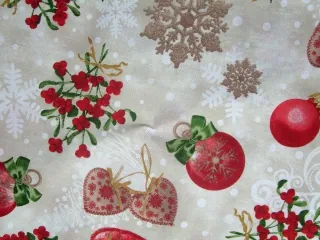 Poťahovka béžová "vločky, vianočná guľa, srdiečko"