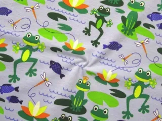 Úplet modrý "žabky, lekná, rybky"