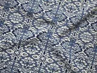 Šatovka smotanová "modré ornamenty"