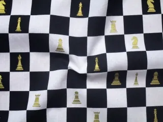 Bavlna bielo-čierna "zlaté šachy"