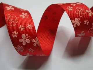 Stuha rypsová červená "motýľ" - 25 mm