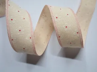 Stuha dekoračná marhuľková "kvety" - 25 mm
