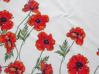 Úplet biely "červené maky" - bordúra jednostranná