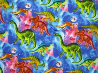 Teplákovina počesaná ružovo-modrá "dinosaurus"