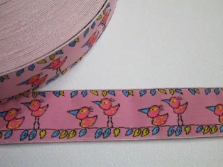 Stuha ružová "vtáčiky"