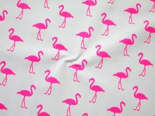 Úplet biely "neónovo ružový plameniak"