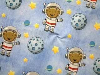Teplákovina denim modrá "macko kozmonaut"