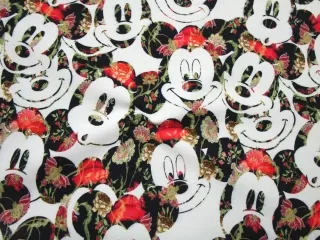 Teplákovina smotanová "Mickey s kvetami"
