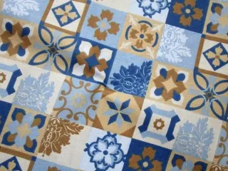 Bavlna béžovo-modrá "ornamenty"