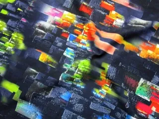 Šatovka tmavomodrá "farebné geometrické tvary"