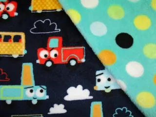 Fleece "vláčik a bodka" - obojstranný
