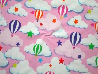 Úplet ružový "teplovzdušný balón, oblaky"