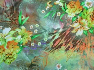 Úplet béžovo-zelený "kvety"