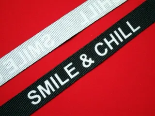 Stuha rypsová čierna "SMILE & CHILL"