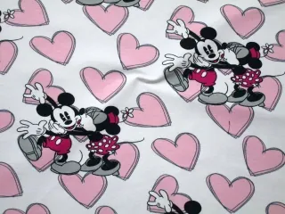 Teplákovina biela "Minie a Mickey, srdiečka"