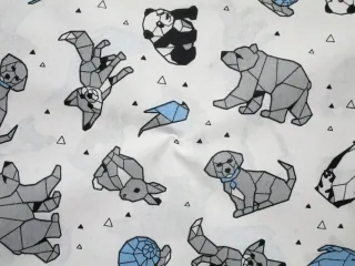 Bavlna biela "sivo-modro-čierne zvieratká"