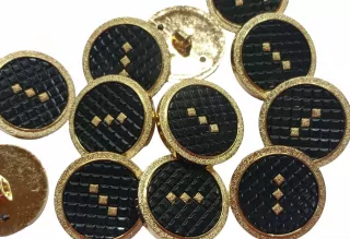 Gombík zlatý "čierno-zlatý vzor" - 21 mm