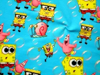 Teplákovina tyrkysová do modra "Sponge Bob"