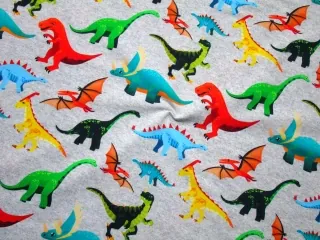 Teplákovina počesaná sivá "dinosaurus"