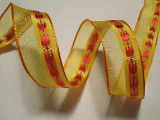 Stuha dekoračná s drôtikom "tulipány" - 25 mm 