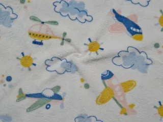 Fleece smotanový "lietadlá, helikoptéra" - OEKO-TEX