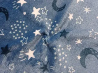 Fleece modrý "mesiac, hviezdičky" - OEKO-TEX