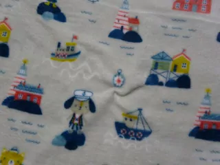 Fleece sivý "morský motív" - OEKO-TEX 