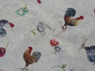 Gobelín béžovo-modrý "kohútik, kvety" 