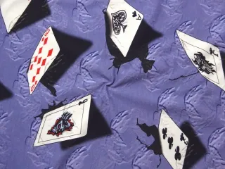 Teplákovina fialovo-modrá "karty" 