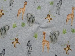 Teplákovina sivý melír "zvieratká" - počesaná