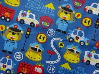 Bavlna modrá "macko policajt"