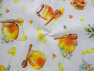 Poťahovka bielo-béžová "med, plásty" 