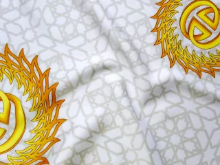 Hodváb krémový "žlto-horčicový vzor" - Taliansko 