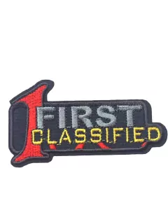 Nažehlovačka tmavomodrá "FIRST CLASSIFIED" 