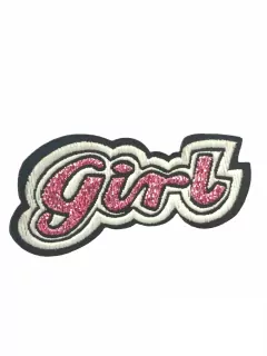 Nažehlovačka bielo-čierna "ružový nápis GIRL" 