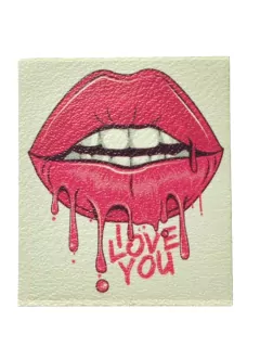 Nášivka koženková svetlosivá "I LOVE YOU"