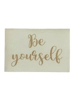 Nášivka koženková smotanová "Be yourself"