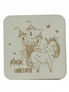 Nášivka koženková biela "MAGIC UNICORN" 