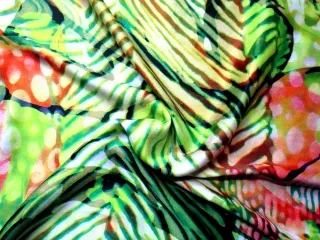 Satén Silky pomarančovo-zelený "vzorovaný"