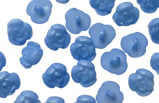 Gombík modrý "plastická ruža" 