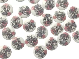 Gombík drevený biely "sivá mačička" - 15 mm