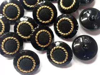 Gombík čierny "zlatý kruh" - 22 mm