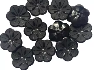 Gombík čierny "kvet" - 38 mm