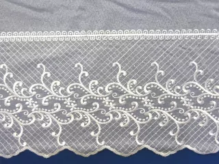Záclona biela "ornamenty" - bordúra, 160 cm