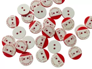 Gombík Classic "bielo-červený" - 13 mm